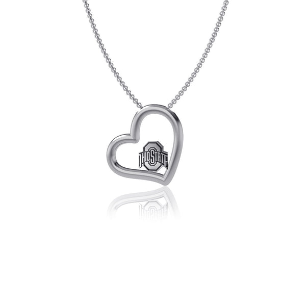 Ohio State University Heart Necklace - Silver