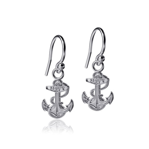 US Naval Academy Dangle Earrings - Silver