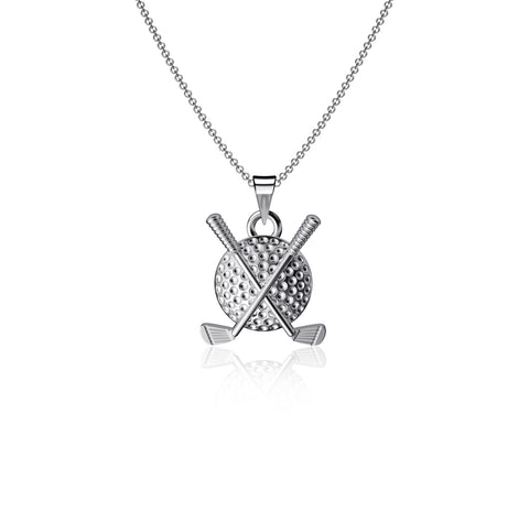 Golf Clubs Pendant Necklace - Silver