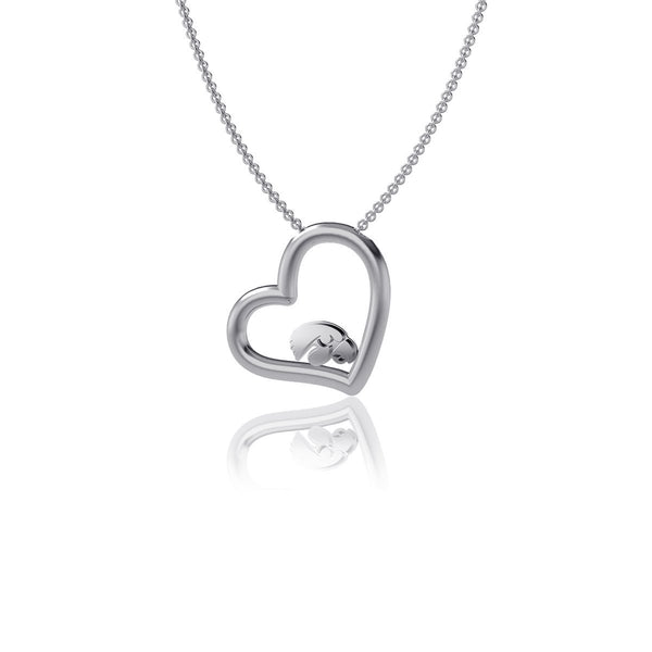 University of Iowa Heart Necklace - Silver