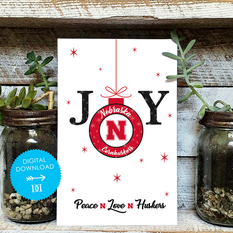 University of Nebraska Joy Christmas Card - Digital Download