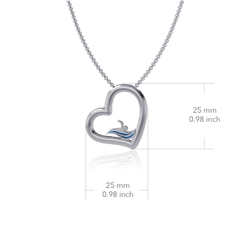 Swimming Heart Necklace - Enamel