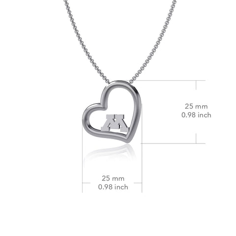 University of Minnesota Heart Necklace - Silver