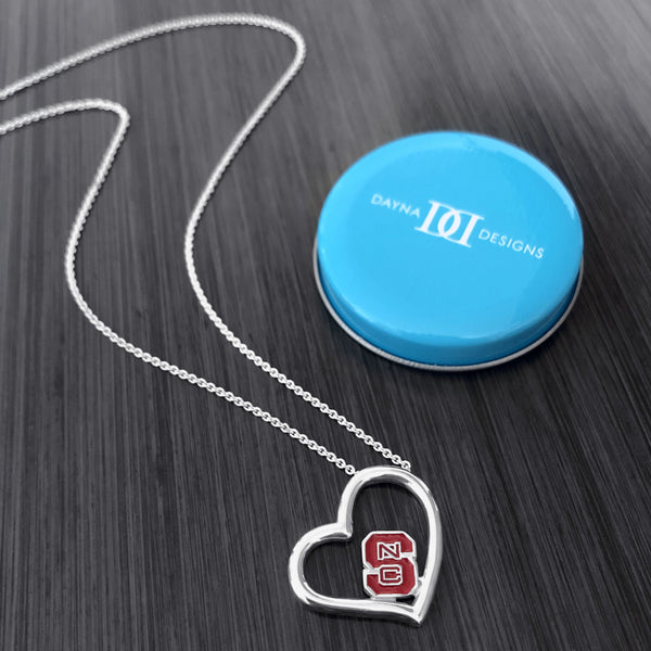 NC State University Heart Necklace - Enamel