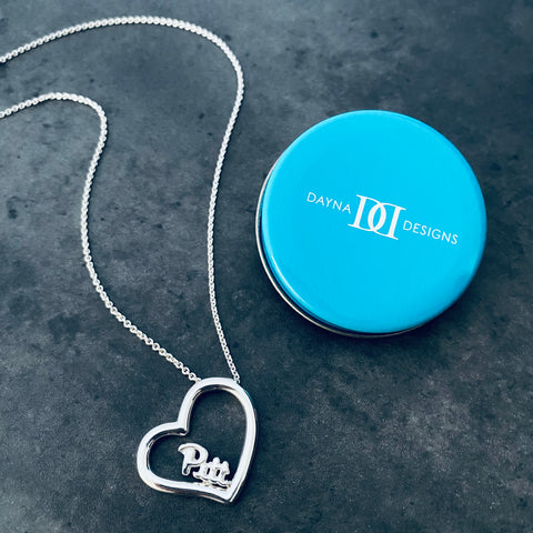 University of Pittsburgh Heart Necklace - Silver