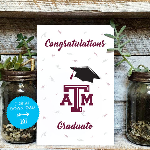 Texas A&M Aggies Grad Card - Digital Download