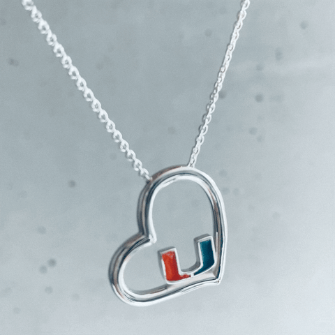 Miami Hurricanes Heart Pendant Necklace - Enamel