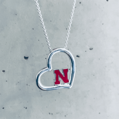 University of Nebraska Heart Necklace - Enamel