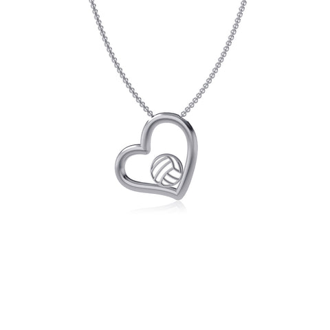 Volleyball Heart Necklace - Enamel