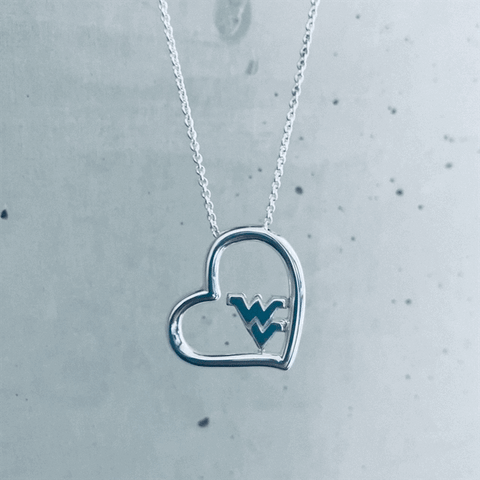 West Virginia University Heart Necklace - Silver