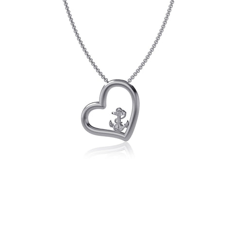 US Naval Academy Heart Necklace - Silver