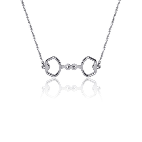 Horse Bit Equestrian Pendant Necklace - Silver