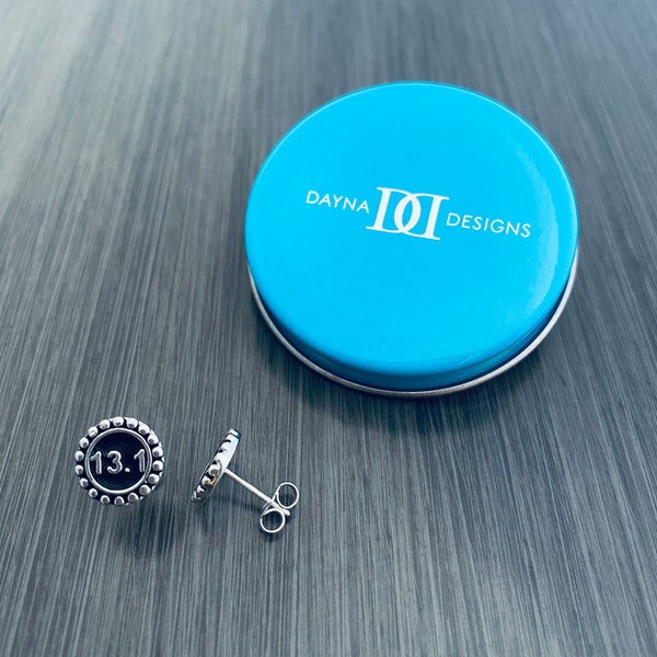 13.1 Half Marathon Stud Earrings - Silver