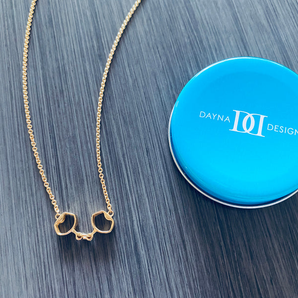 Horse Bit Equestrian Pendant Necklace - Gold