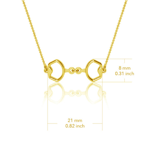 Horse Bit Equestrian Pendant Necklace - Gold
