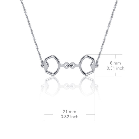 Horse Bit Equestrian Pendant Necklace - Silver