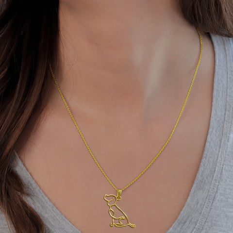 Beagle Silhouette Pendant Necklace - Gold Plated