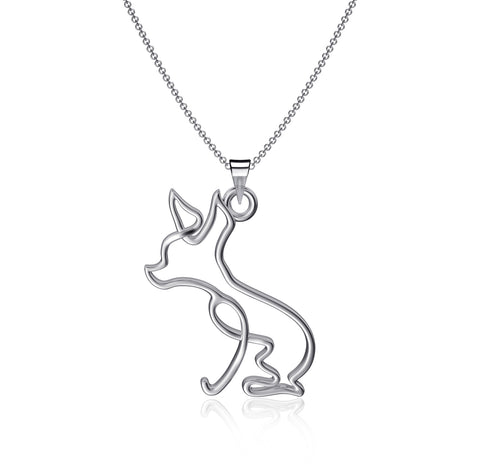 Chihuahua Pendant Necklace - Silver