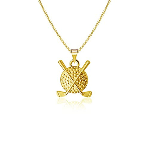 Golf Clubs Pendant Necklace - Gold Plated