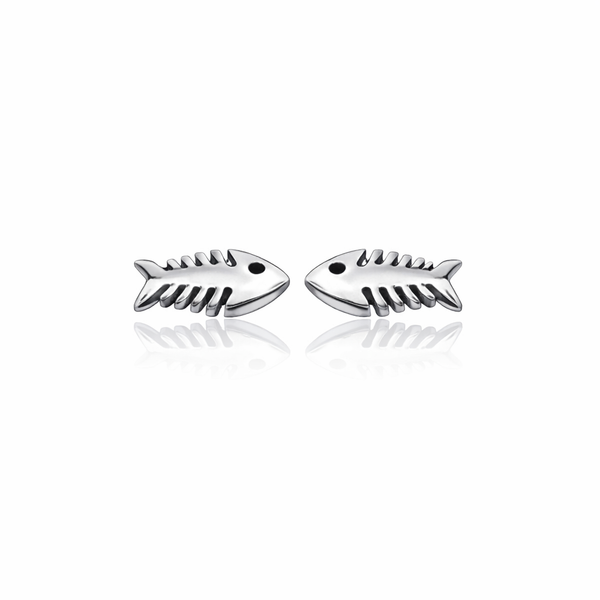 Fish Stud Earrings - Silver