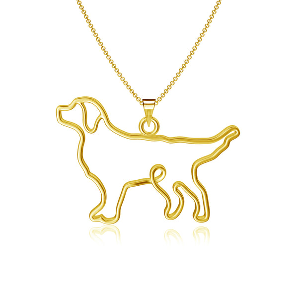Retriever Silhouette Pendant Necklace - Gold