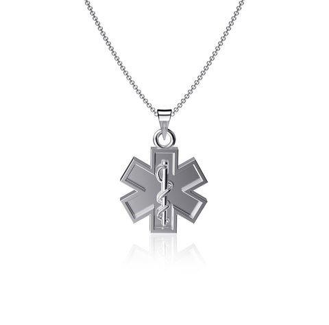EMT Paramedic Pendant Necklace - Silver