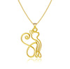 Cat Silhouette Pendant Necklace - Gold