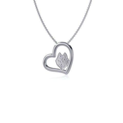 Connecticut Huskies Heart Pendant Necklace - Silver