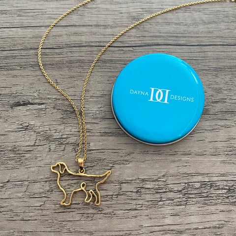 Retriever Silhouette Pendant Necklace - Gold Plated