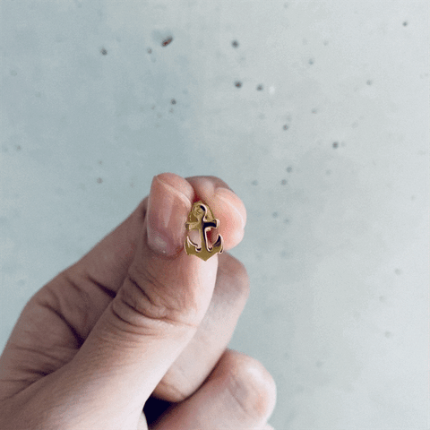Anchor Stud Earrings - Gold