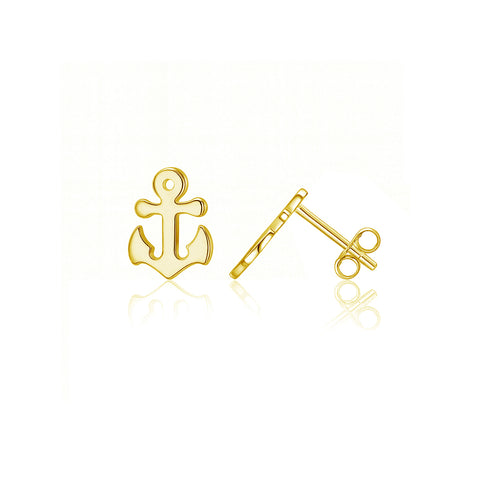 Anchor Stud Earrings - Gold