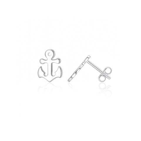 Anchor Stud Earrings - Silver