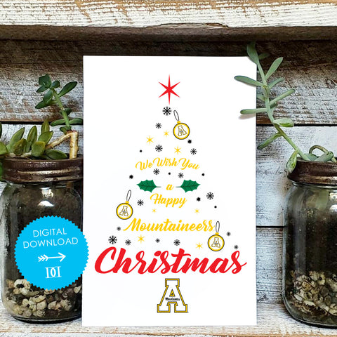 Appalachian State Mountaineers Christmas Tree Card - Digital Download