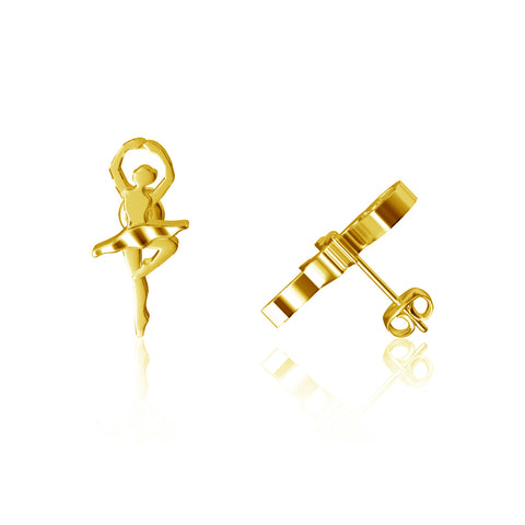 Ballet Dancer Post Earrings - Gold Plated