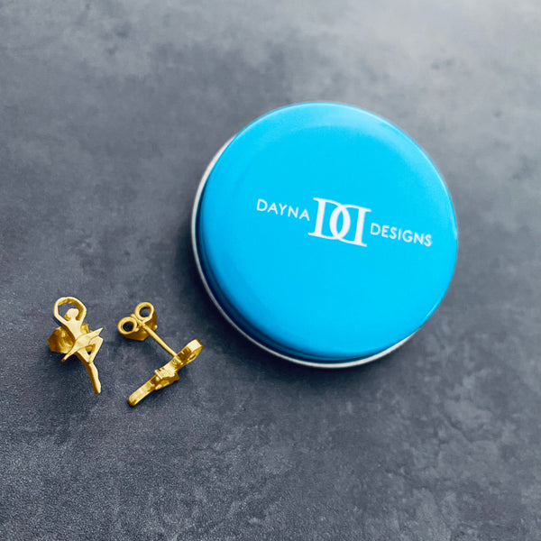 Ballet Dancer Stud Earrings - Gold