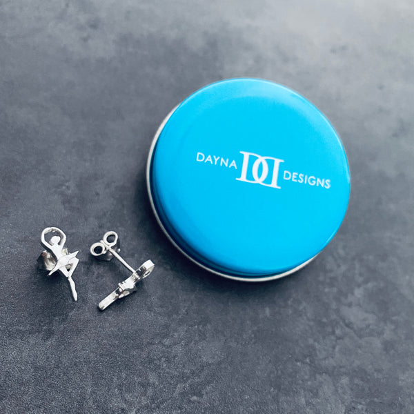 Ballet Dancer Stud Earrings - Silver