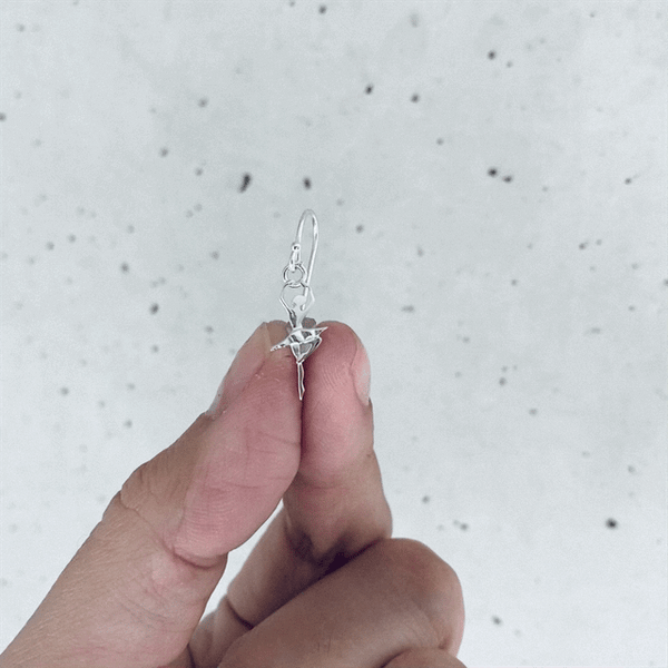 Ballet Dancer Dangle Earrings - Silver