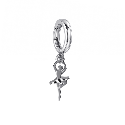 Ballet Dancer Bracelet Charm - Silver
