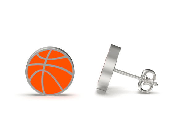 Basketball Stud Earrings - Silver