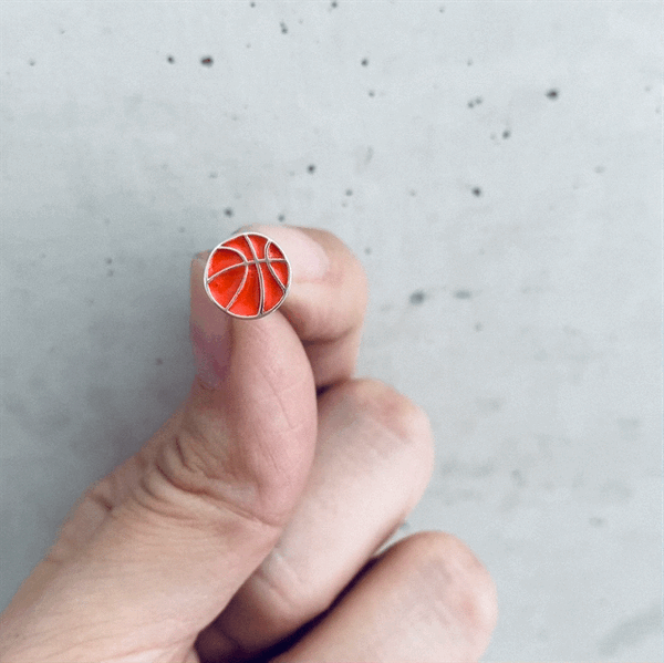 Basketball Stud Earrings - Silver