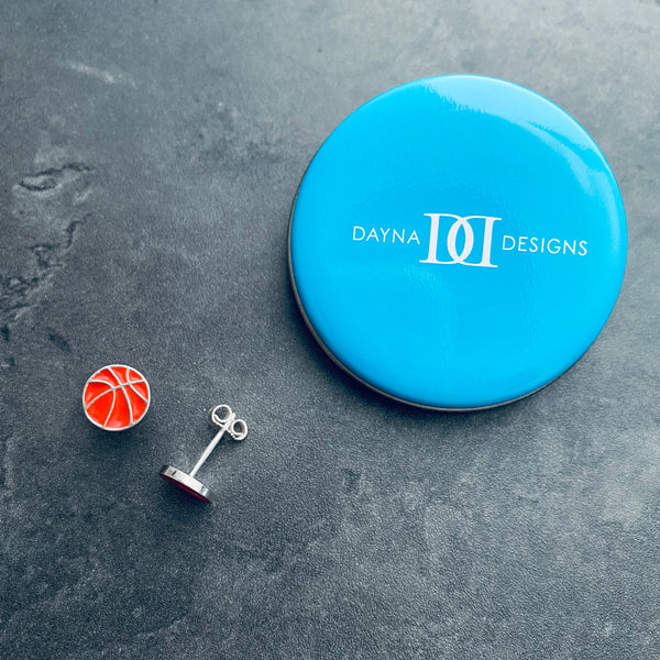 Basketball Stud Earrings - Silver