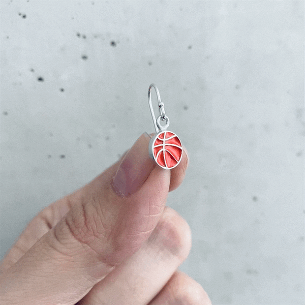 Basketball Dangle Earrings - Silver