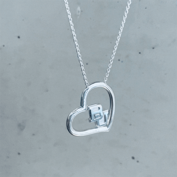 Baylor Bears Silver Heart Pendant Necklace