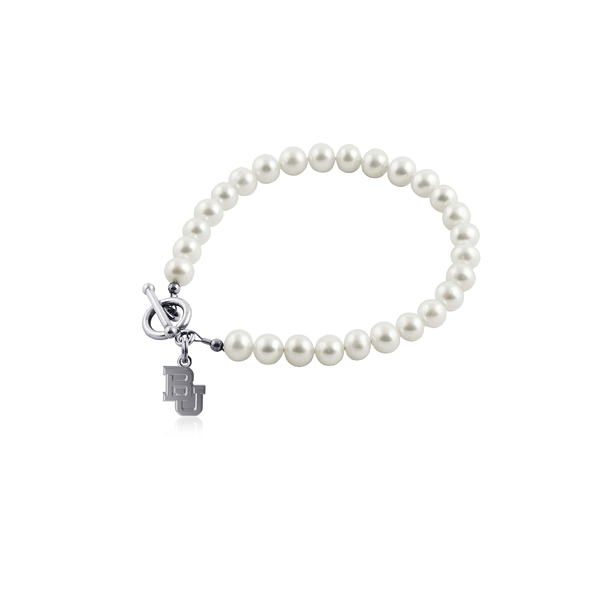 Baylor Bears Silver Pearl Bracelet
