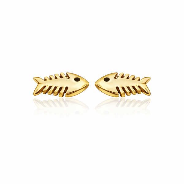 Fish Stud Earrings - Gold