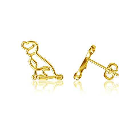 Beagle Silhouette Post Earrings - Gold Plated