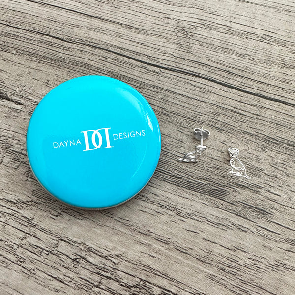 Beagle Stud Earrings - Silver