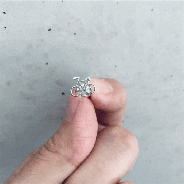 Bicycle Stud Earrings - Silver