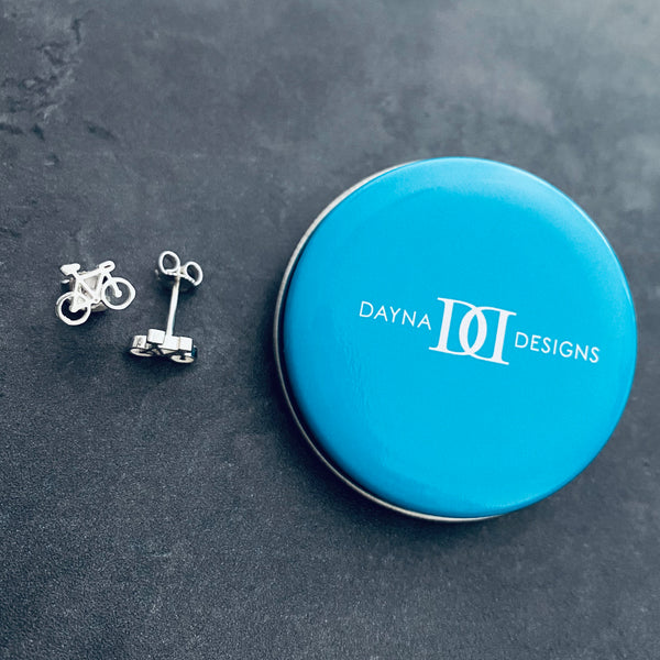 Bicycle Stud Earrings - Silver