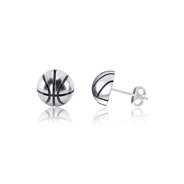Basketball Stud Earrings - Silver